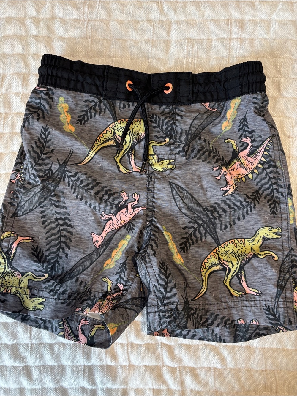 Old Navy Gray Dino Swim Shorts with Black Waistband